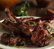 grilled lamb chops on plate