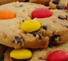 chocolate chips cookies with M&Ms baked in