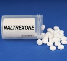Bottle of naltrexone pills