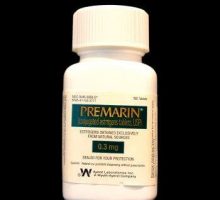 a bottle of Premarin .3 mg tablets