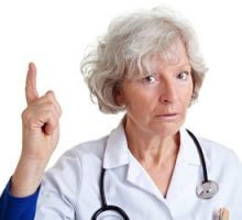 scolding doctor shakes her finger