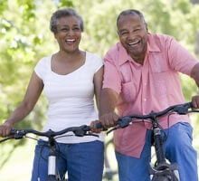 couple riding bicycles together