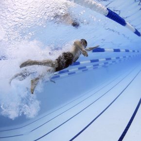 Swimmers swimming in a pool