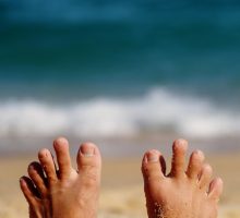 bare feet at the beach