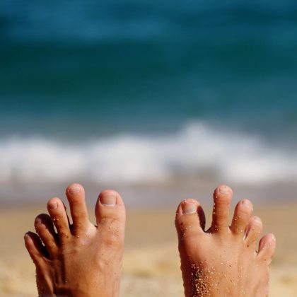 bare feet at the beach