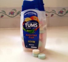 A bottle of Tums antacid