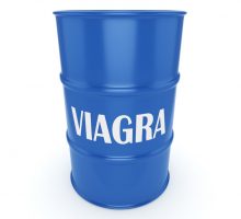 Viagra blue barrel on a white background