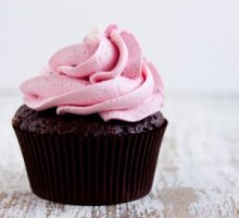chocolate cupcake with pink frosting