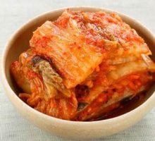 dish of spicy fermented cabbage kimchi