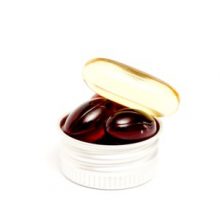Picture of a Cod liver oil omega 3 gel and krill oil capsules
