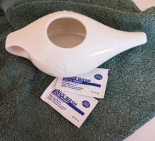 getting sinus congestion relief with saline washes using a neti pot