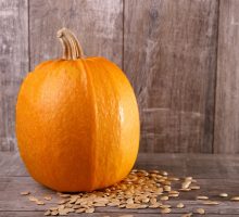 A pumpkin and pumpkin seeds