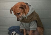 Family surrendered dog to shelter after dressing him up in hoodie