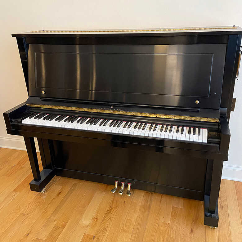 Steinway & Sons Upright Piano, Ebony Satin Model K52, 1998