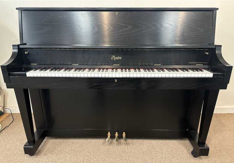 Near-mint 46" Boston upright piano in black oak 