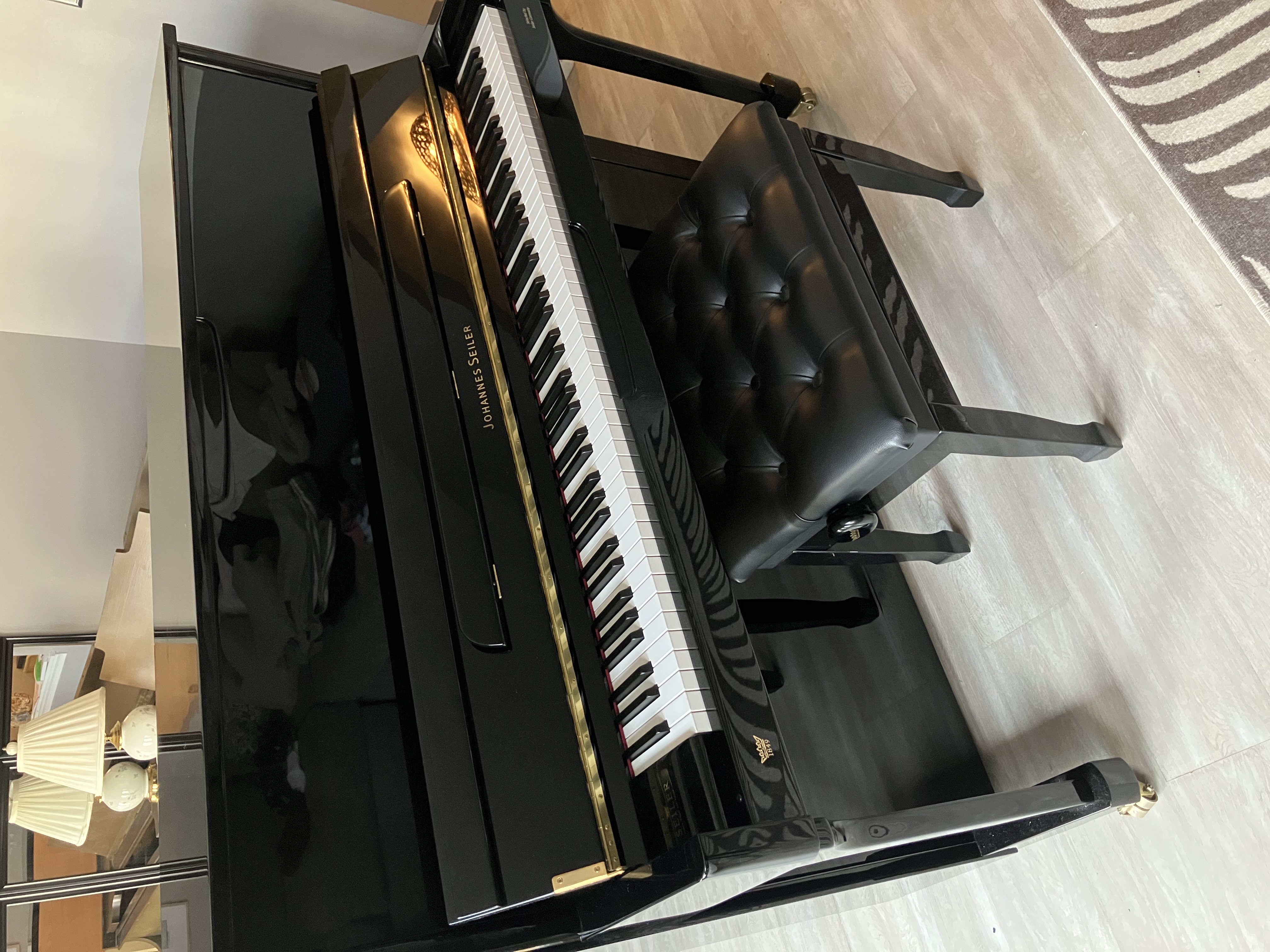 Black High Gloss Johannes Seiler Upright Piano 