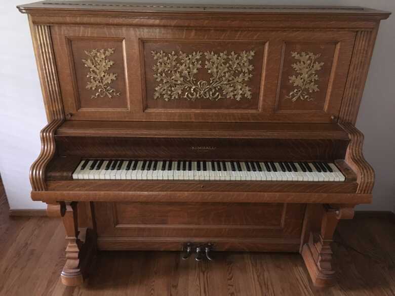 Rare antique cabinet style Kimball Decorator upright piano