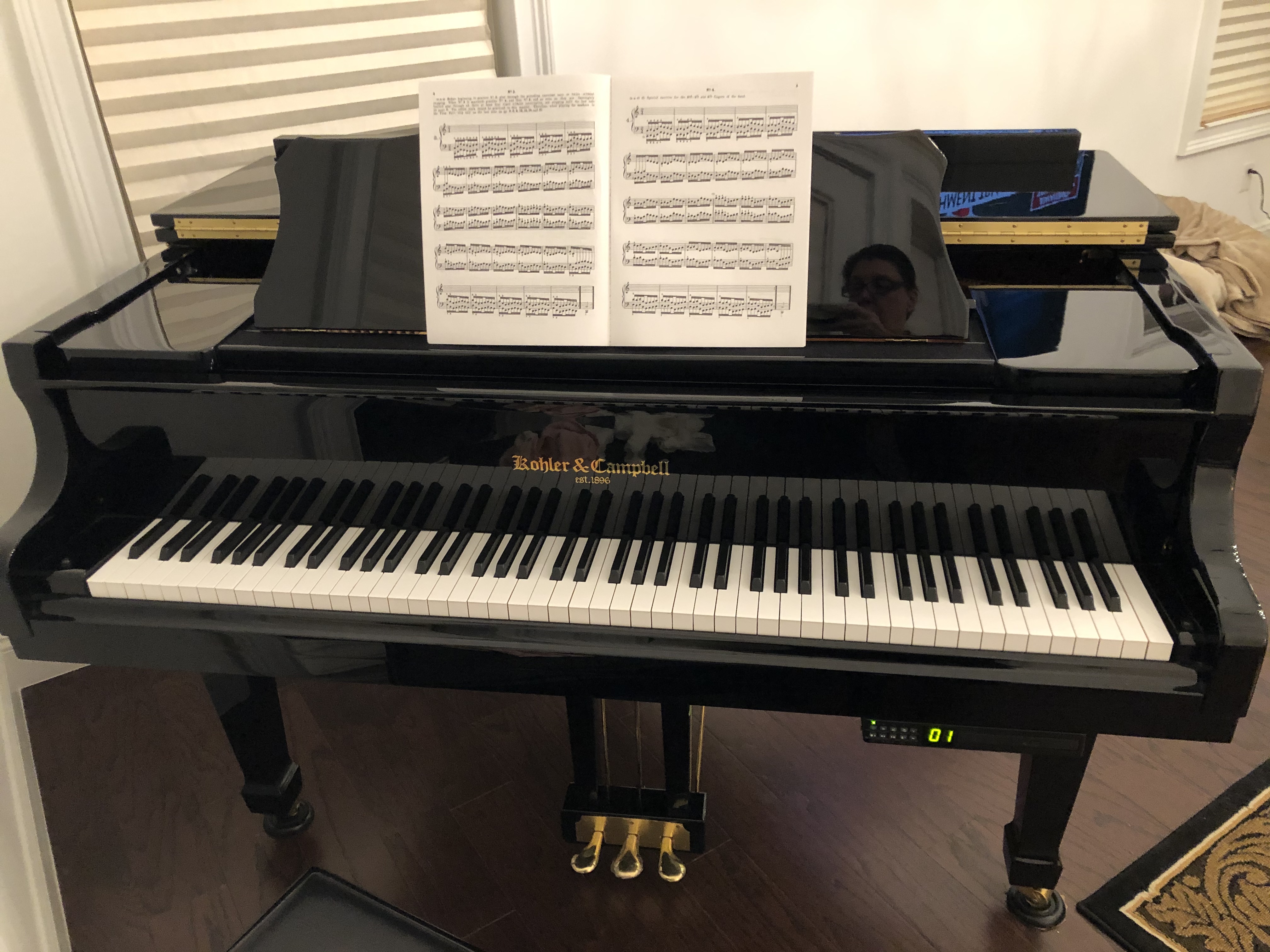 BABY GRAND PIANO W/PIANO DISC PLAYER,BOSE SPEAKERS,& DISCS