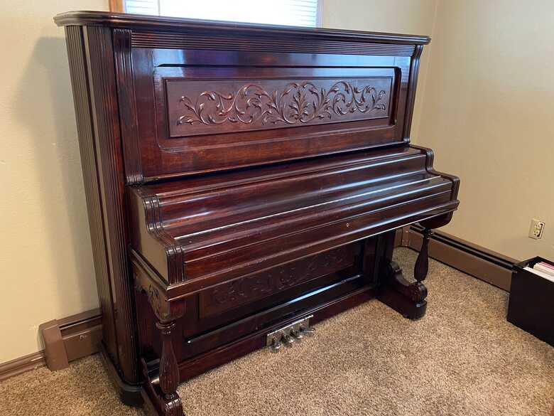George P. Bent Standup Mahogany Grand Piano Possibly Built 1