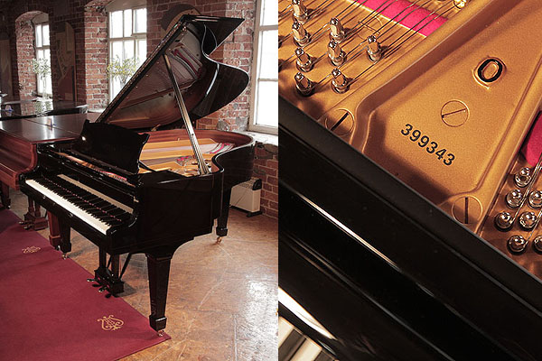 Rebuilt, 1969, Steinway Model O grand piano in black