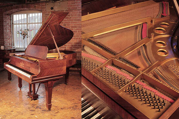  A 1905, Steinway Model O grand piano in quartered, kingwood