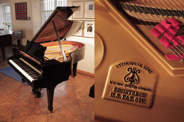 Rebuilt, 1975, Steinway Model O grand piano in black