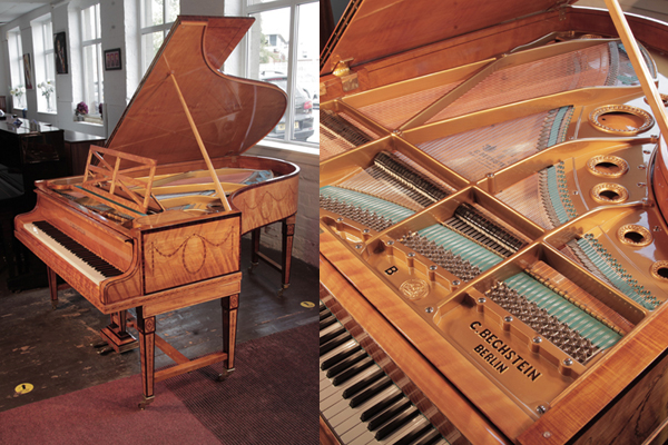 Restored, Bechstein Model B Grand Piano Inlaid Satinwood