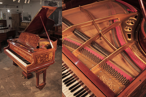 Restored Lipp Baby Grand Piano Walnut Neoclassical Inlay