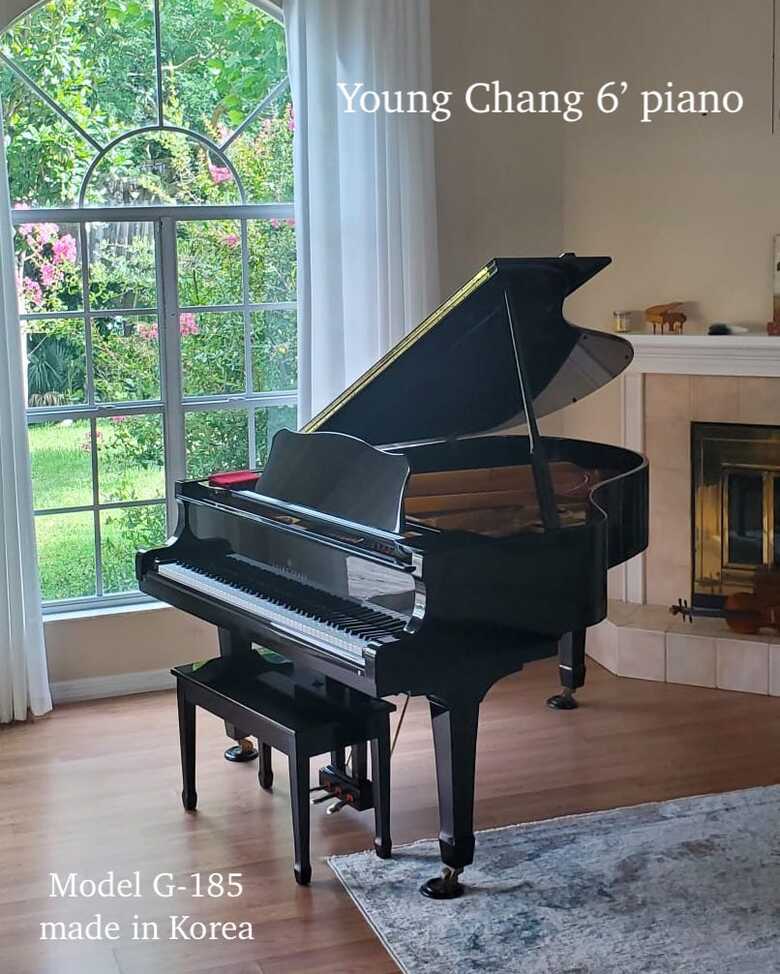 Young Chang G-185 black 6' 1" grand piano made in S. Korea