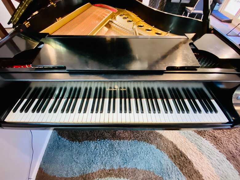 1930s Steinway Model M Grand Piano 5'7" Satin Ebony Rebuilt