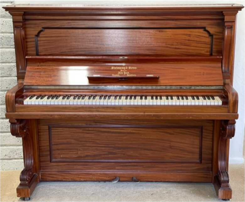 Rare Vintage Steinway Zebra Mahogany Upright Grand