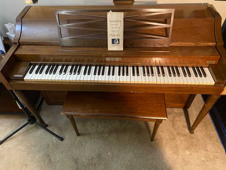 1969 Baldwin Acrosonic Spinet Piano w Orig Manual and Seat