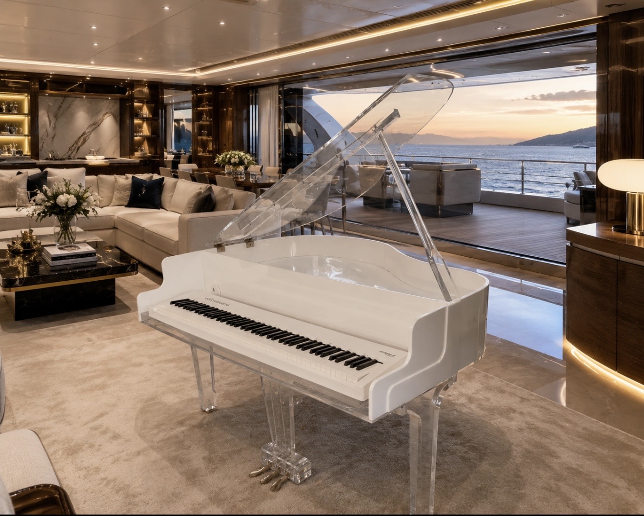 Luxury custom Acrylic Piano - White/Clear  or Black/ Clear 