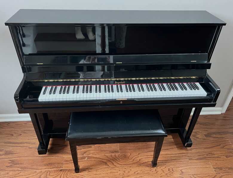 Sagenhaft (made by Weber) Upright high-gloss ebony piano