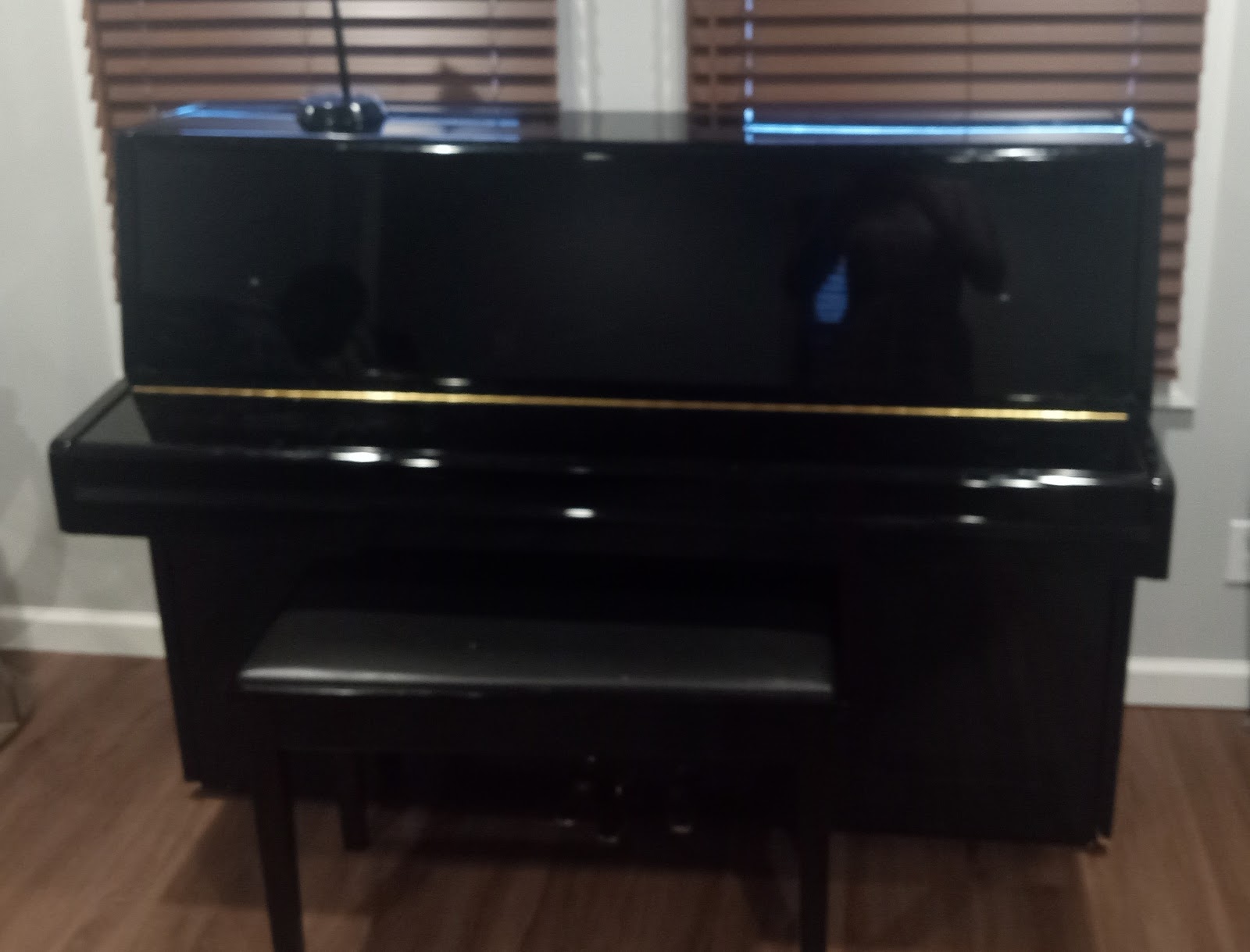 Black Piano used for piano lessons for childern