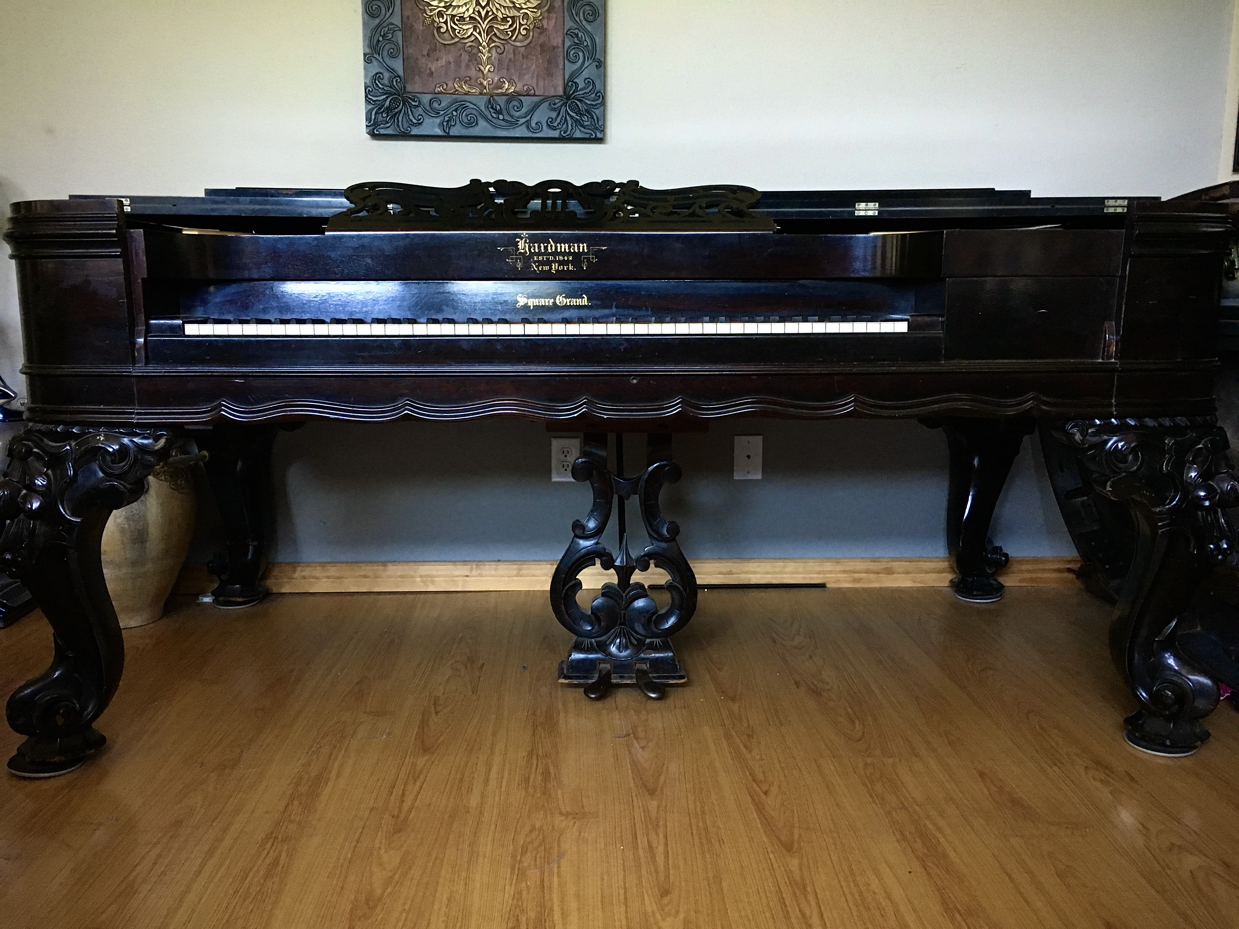 1850s Hardman Square Grand Piano Antique