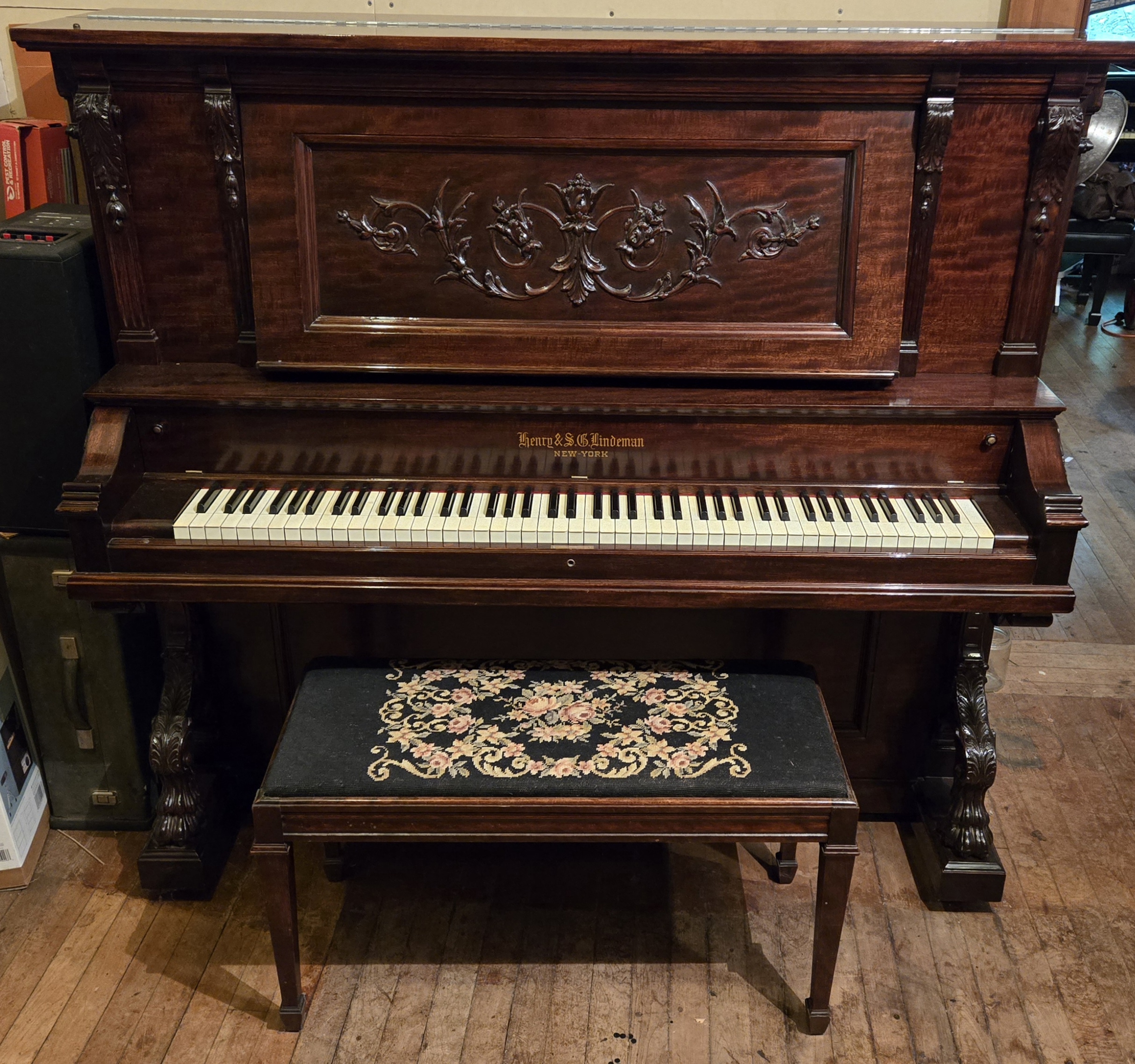 Vintage 1901 Henry & S.C Lindeman Upright Piano