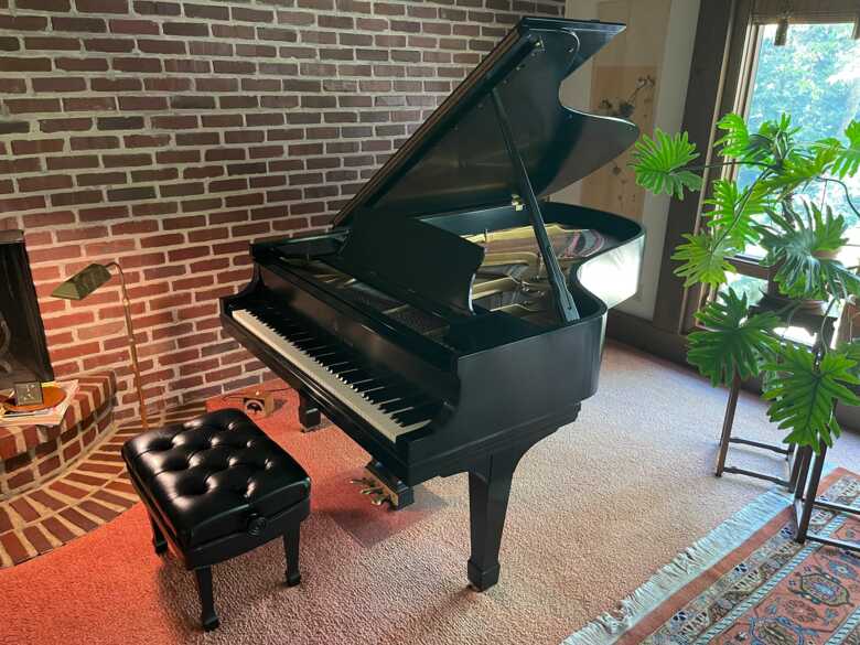 7 foot Steinway B black satin grand piano for sale