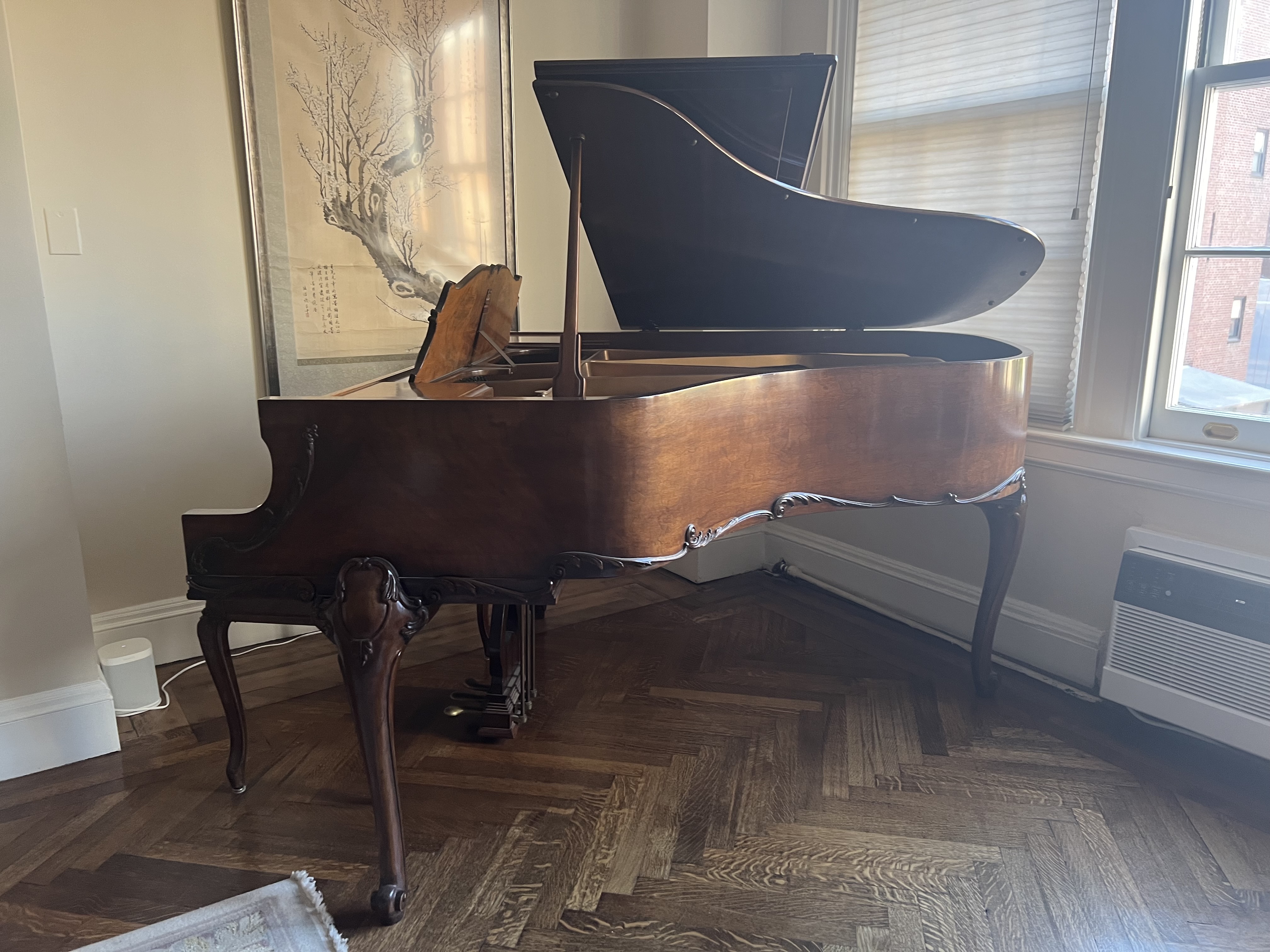 Gorgeous Knabe Antique Walnut Queen Anne Baby Grand 1930s