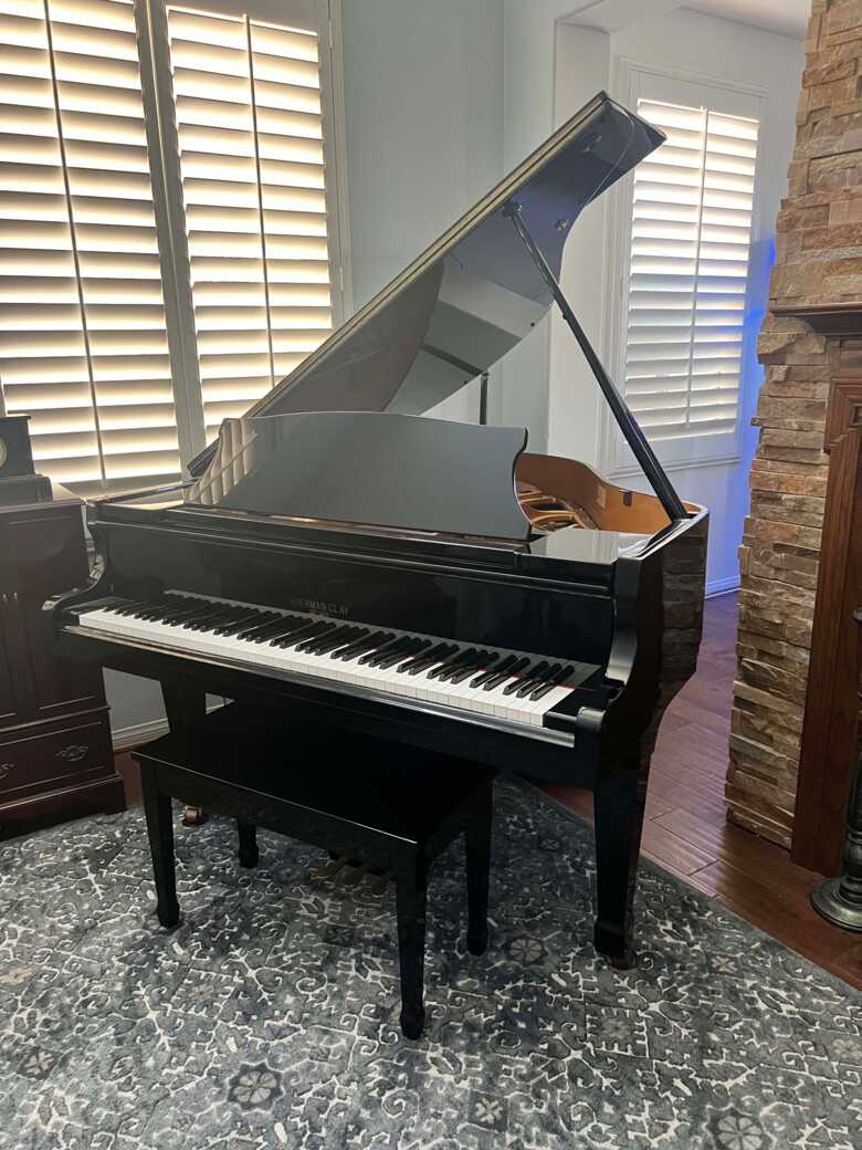 Beautiful Black baby grand with Piano player. 