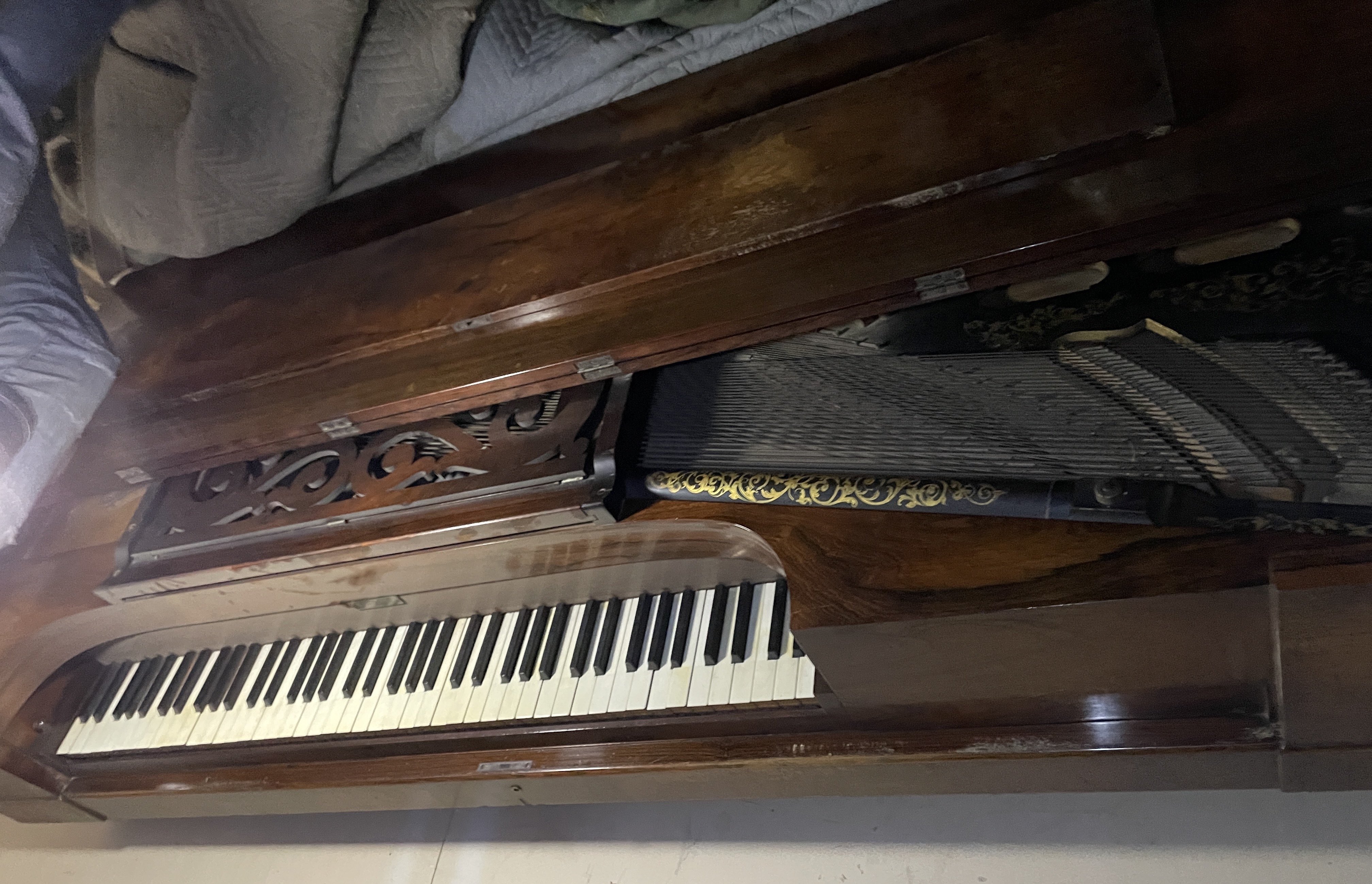 R. Nunns and Clark Antique Rosewood Square Grand Piano