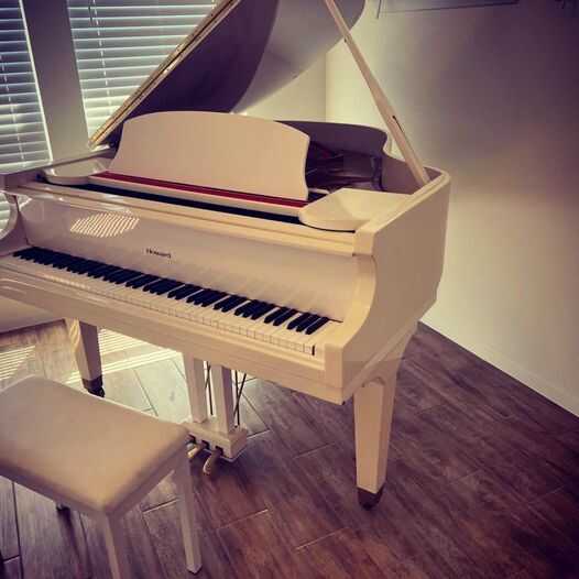 White Howard Grand Piano + Bench