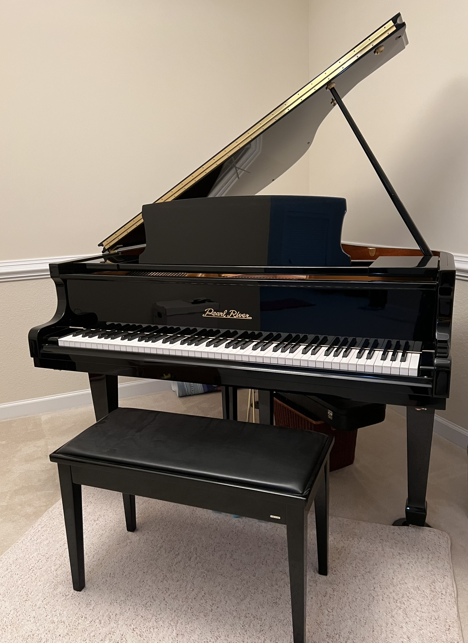 Baby Grand Piano with cover and bench