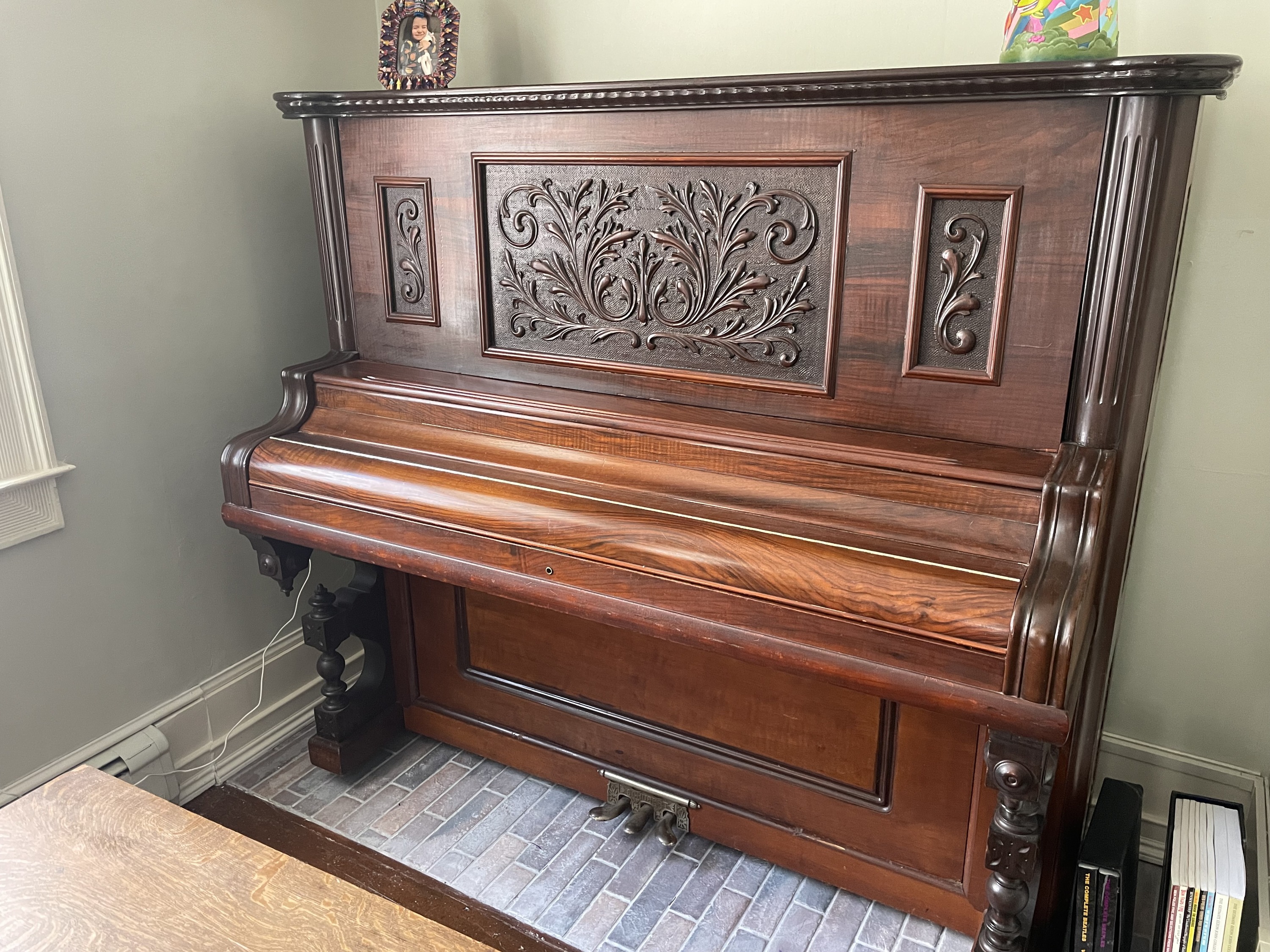 ANTIQUE VICTORIAN CABINET GRAND PIANO SCHUBERT