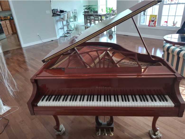 Cherry Queen Anne Grand Piano With Nice Tone