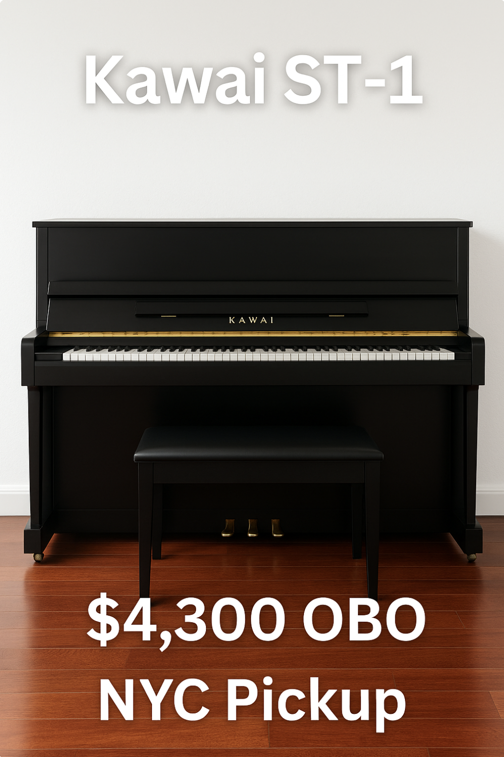 Kawai ST-1 Black Upright - Excellent Condition - NYC Pickup