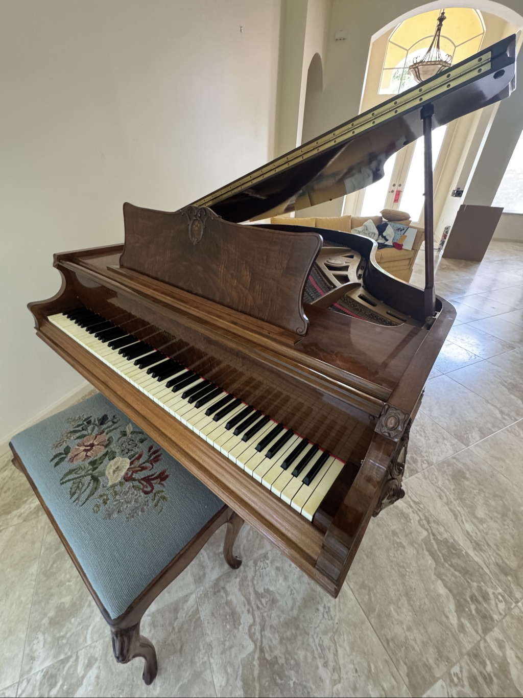 Gorgeous well loved Carved inlaid Vintage Chickering Grand