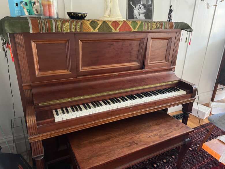 Antique piano with ivory keys - rebuilt soundboard