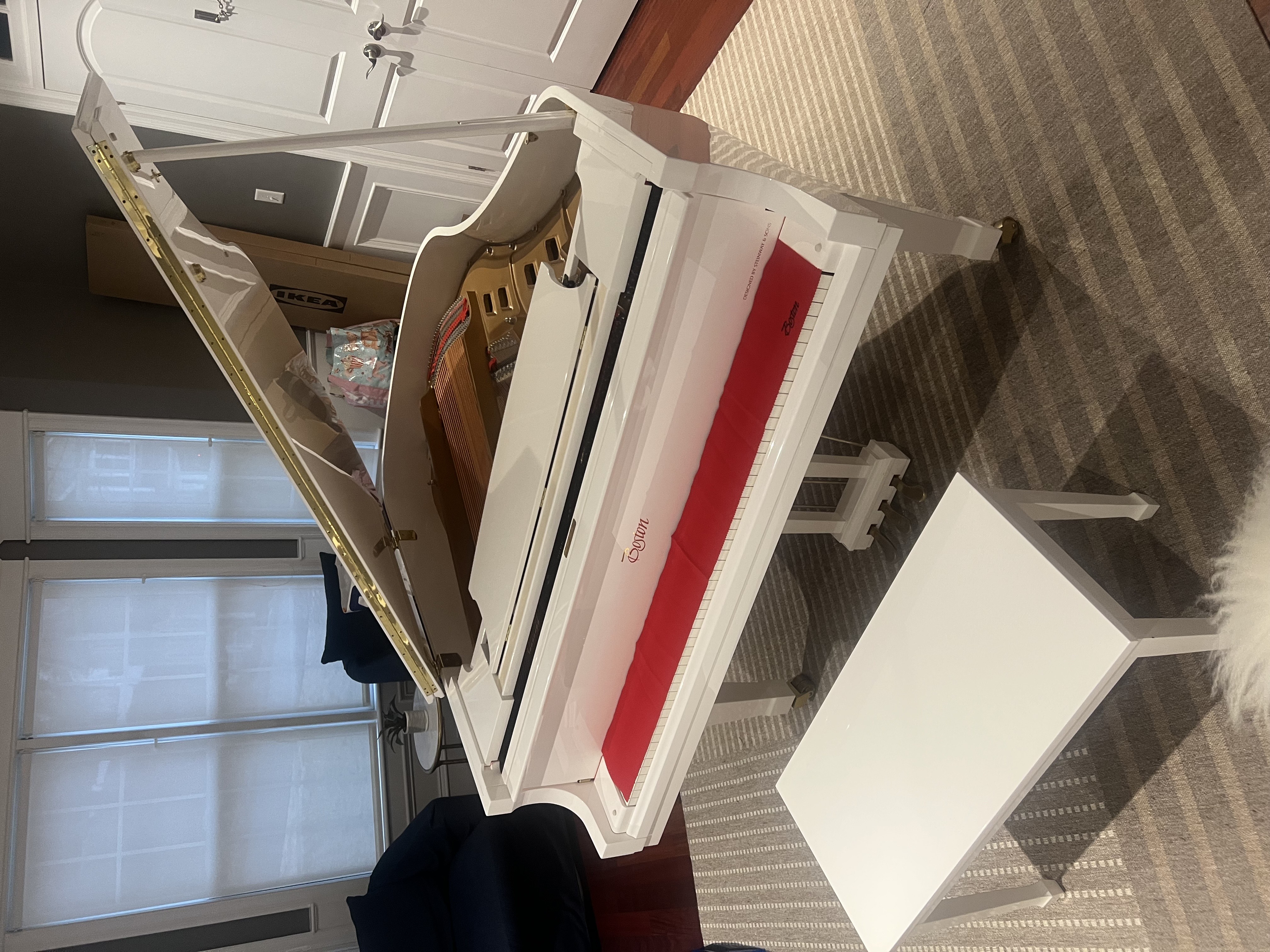White Grand Boston Piano