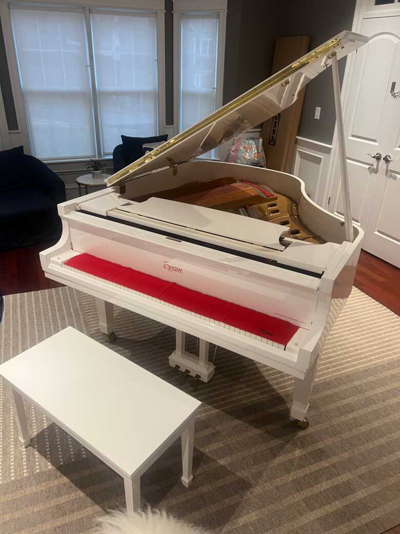 White Grand Boston Piano